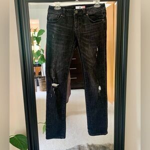 CABI Boyfriend Slim Fit Black Distressed Jeans